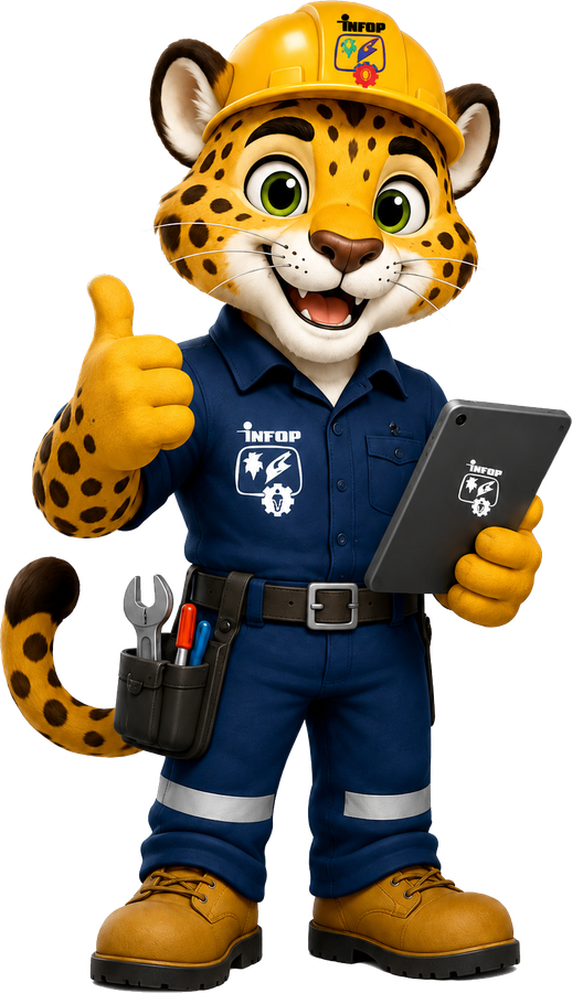 Mascota del INFOP saludando